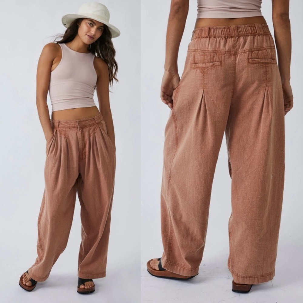 Free People Wide Leg Pants in Brown